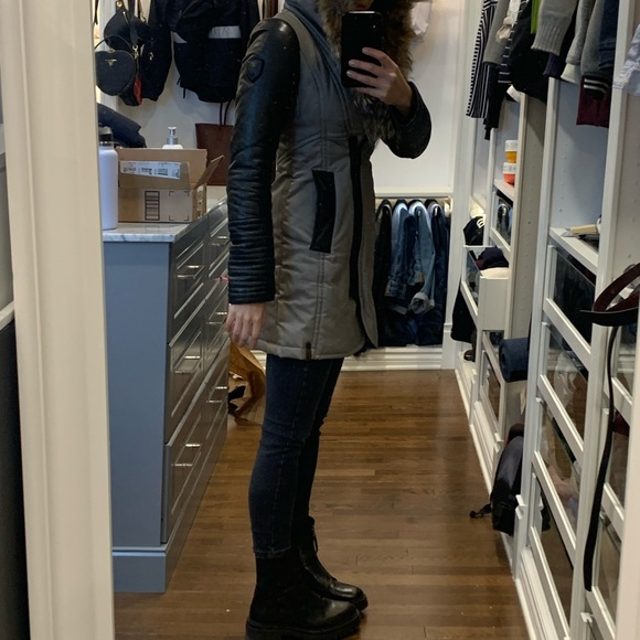 Rudsak Down Coat with leather and fur trim - Picture 2 of 14